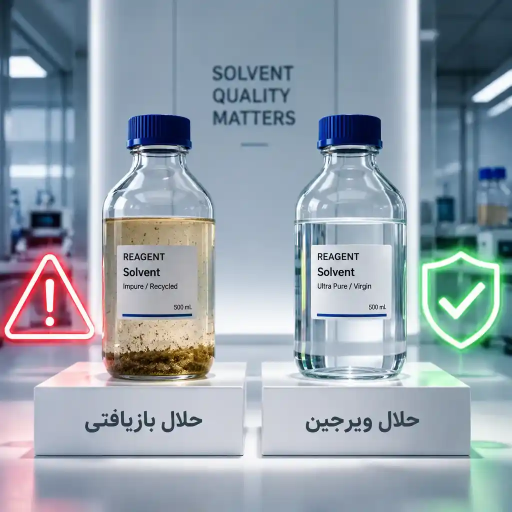 مقایسه شفافیت و خلوص حلال صنعتی ویرجین با حلال بازیافتی متفرقه